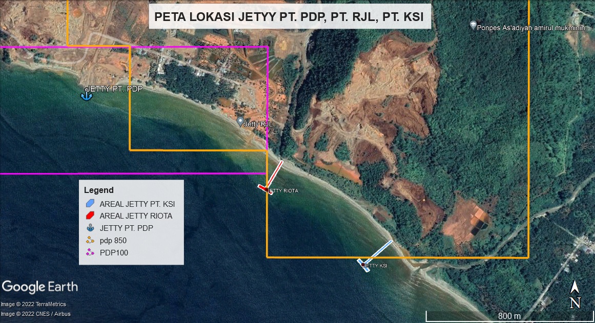 Peta lokasi jetty PT KIS. Foto: Ist